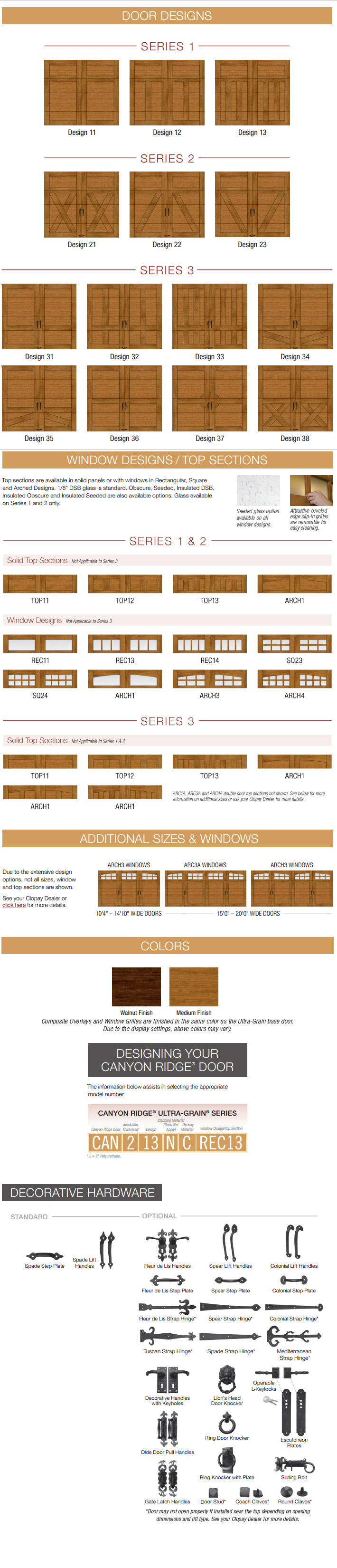 Canyon Ridge Ultra-Grain Design Options